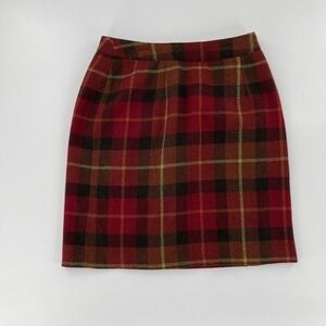 Y2K Hillard Hanson Plaid Pencil Mini Skirt Academia Womens 6 Red 90s Schoolgirl